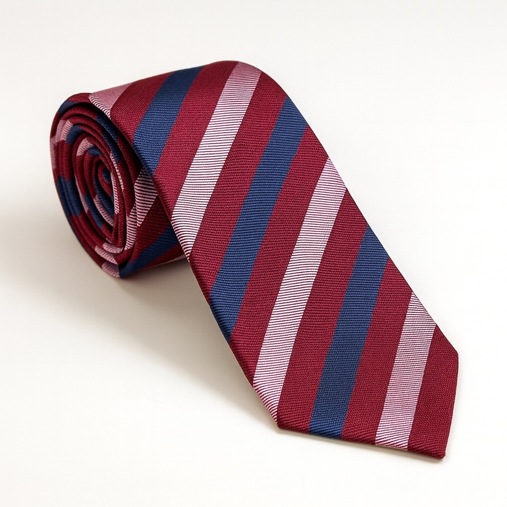 Etro Silk Wool Striped Tie – Made in Italy – Burgundy Classic Designer Menswear